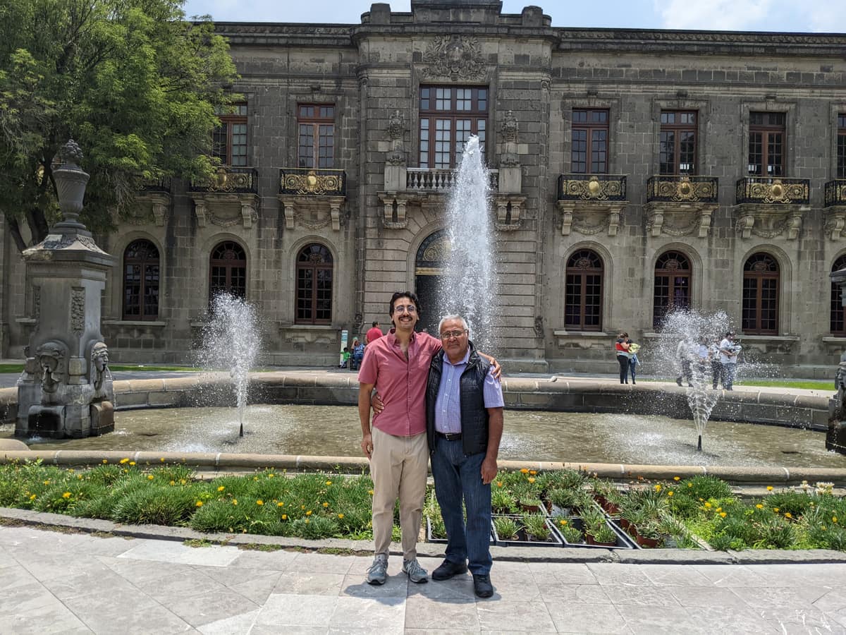 Bryan Yañez with his father at Chapultepec Castle, Mexico City
